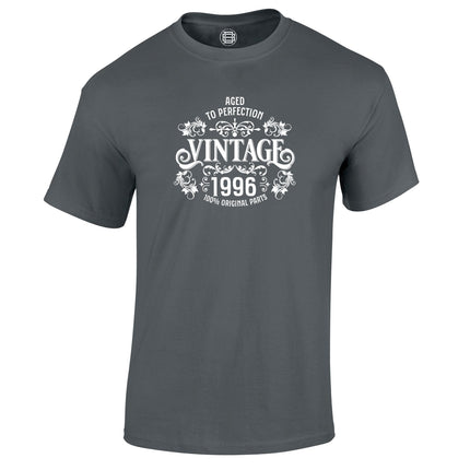Vintage 1996 Aged to Perfection 30th birthday t-shirt in charcoal