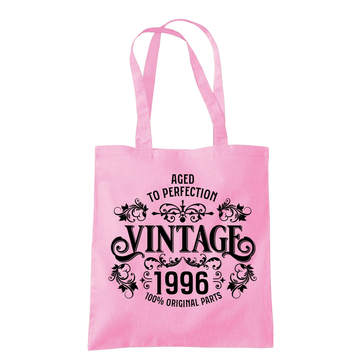 Vintage 1996 Aged to Perfection 30th birthday tote bag in classic pink