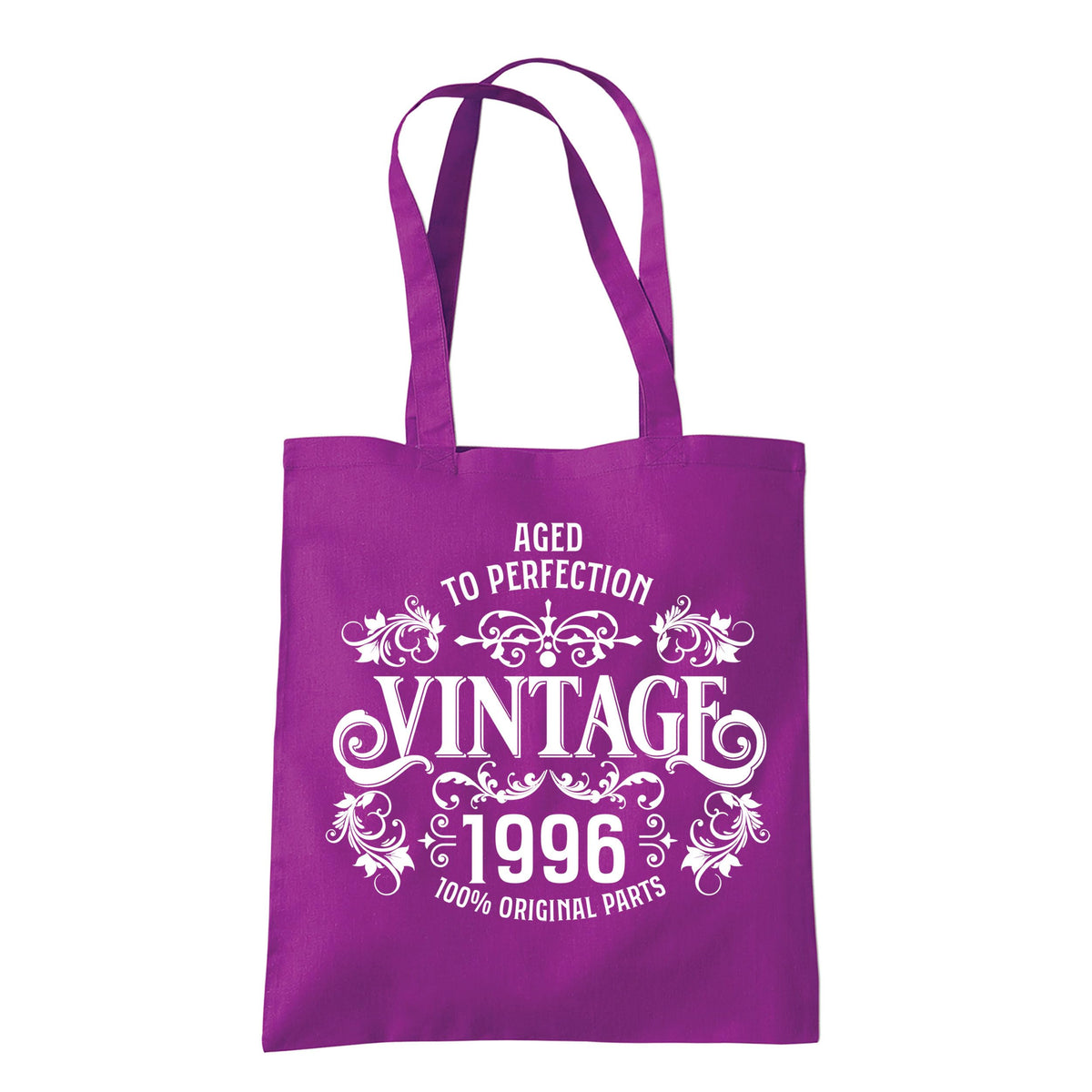 Vintage 1996 Aged to Perfection 30th birthday tote bag in magenta
