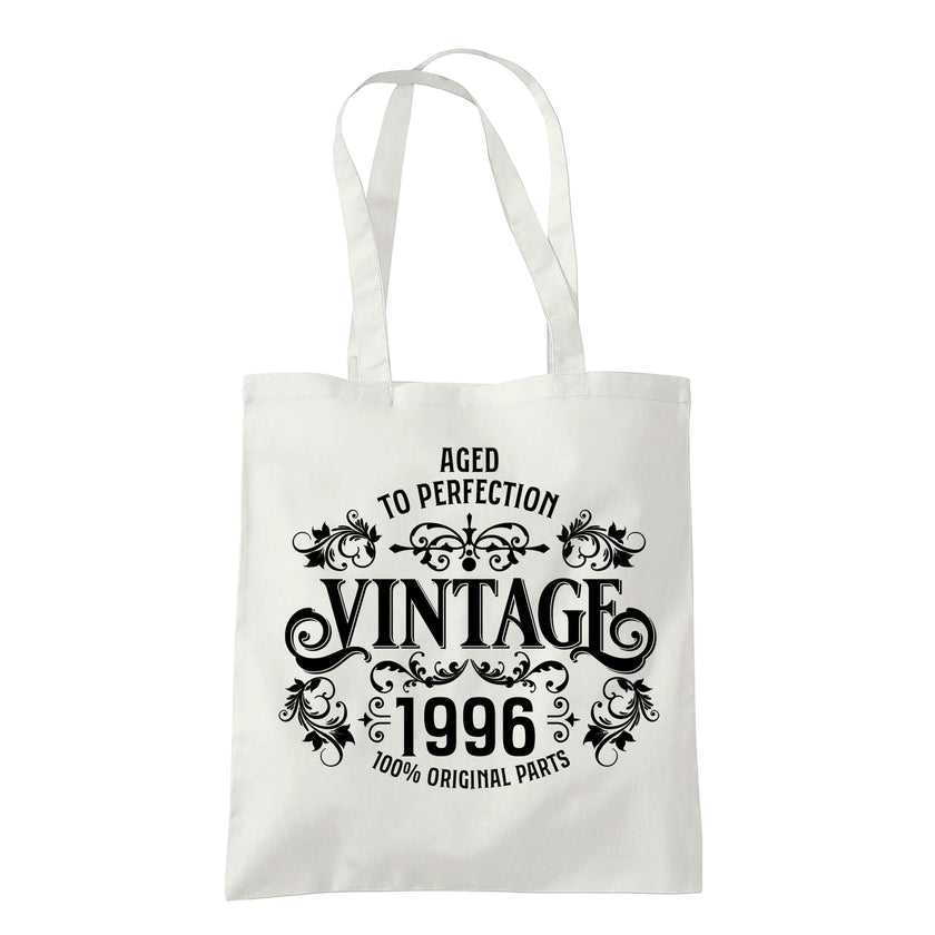 Vintage 1996 Aged to Perfection 30th birthday tote bag in natural