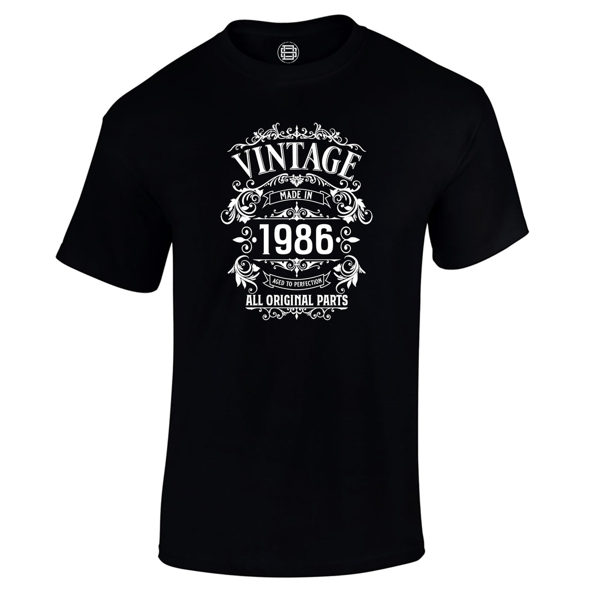 Vintage 1986 All Original Parts 40th birthday t-shirt in black