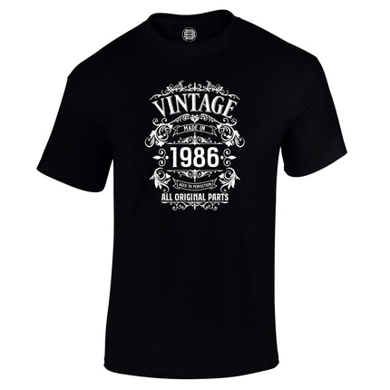 Vintage 1986 All Original Parts 40th birthday t-shirt in black