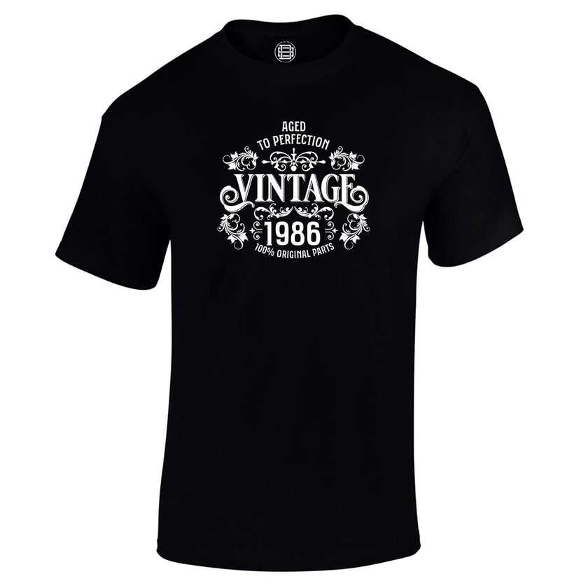 Vintage 1986 Aged to Perfection 40th birthday t-shirt in black