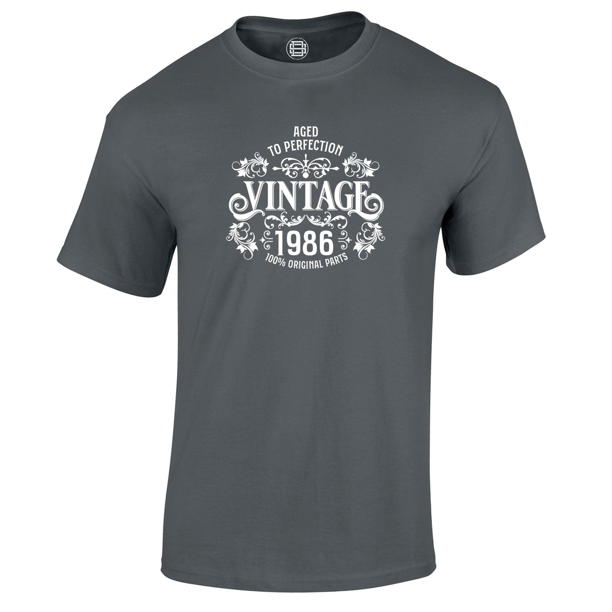 Vintage 1986 Aged to Perfection 40th birthday t-shirt in charcoal
