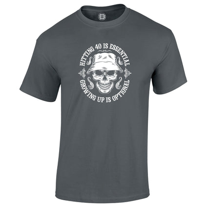 Hitting 40 is Essential 40th birthday t-shirt in charcoal