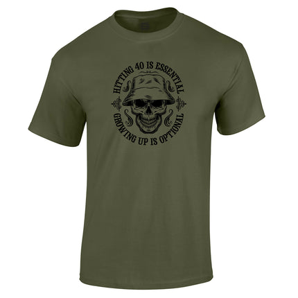 Hitting 40 is Essential 40th birthday t-shirt in military green