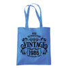 Vintage 1986 Aged to Perfection 40th birthday tote bag in cornflower blue