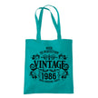 Vintage 1986 Aged to Perfection 40th birthday tote bag in emerald