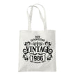 Vintage 1986 Aged to Perfection 40th birthday tote bag in natural