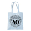 Being 40 is a Work of Art 40th birthday tote bag in pastel blue