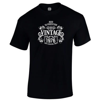 Vintage 1976 Aged to Perfection 50th birthday t-shirt in black