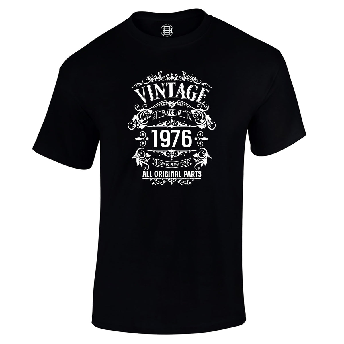 Vintage 1976 All Original Parts 50th birthday t-shirt in black