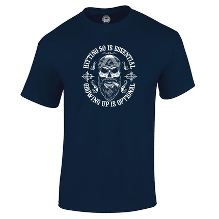 Hitting 50 is Essential 50th birthday t-shirt in navy