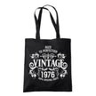 Vintage 1976 Aged to Perfection 50th birthday tote bag in black