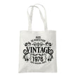 Vintage 1976 Aged to Perfection 50th birthday tote bag in natural