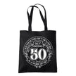 Being 50 is a Work of Art 50th birthday tote bag in black