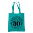 Being 50 is a Work of Art 50th birthday tote bag in emerald