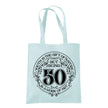 Being 50 is a Work of Art 50th birthday tote bag in pastel mint