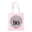 Being 50 is a Work of Art 50th birthday tote bag in pastel pink