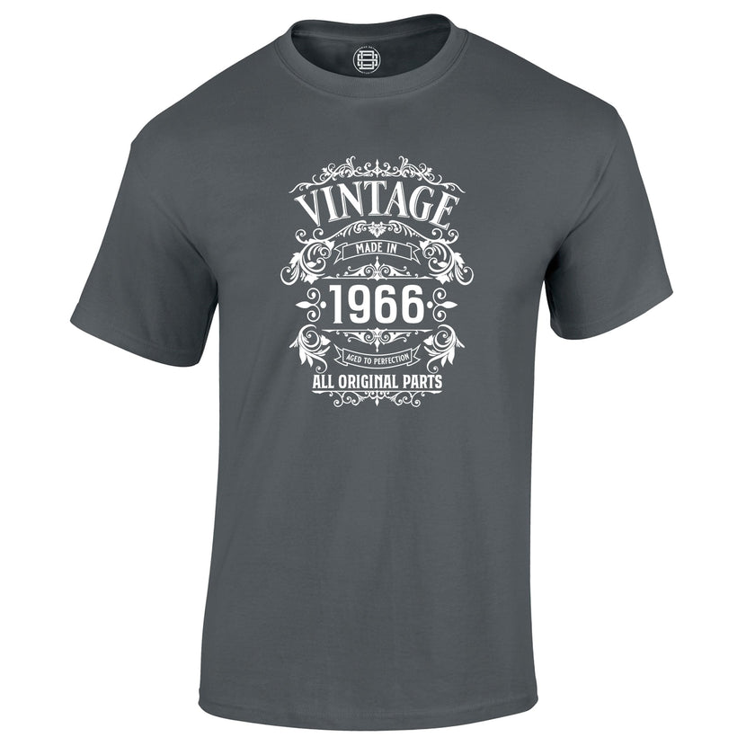 Vintage 1966 All Original Parts 60th birthday t-shirt in charcoal
