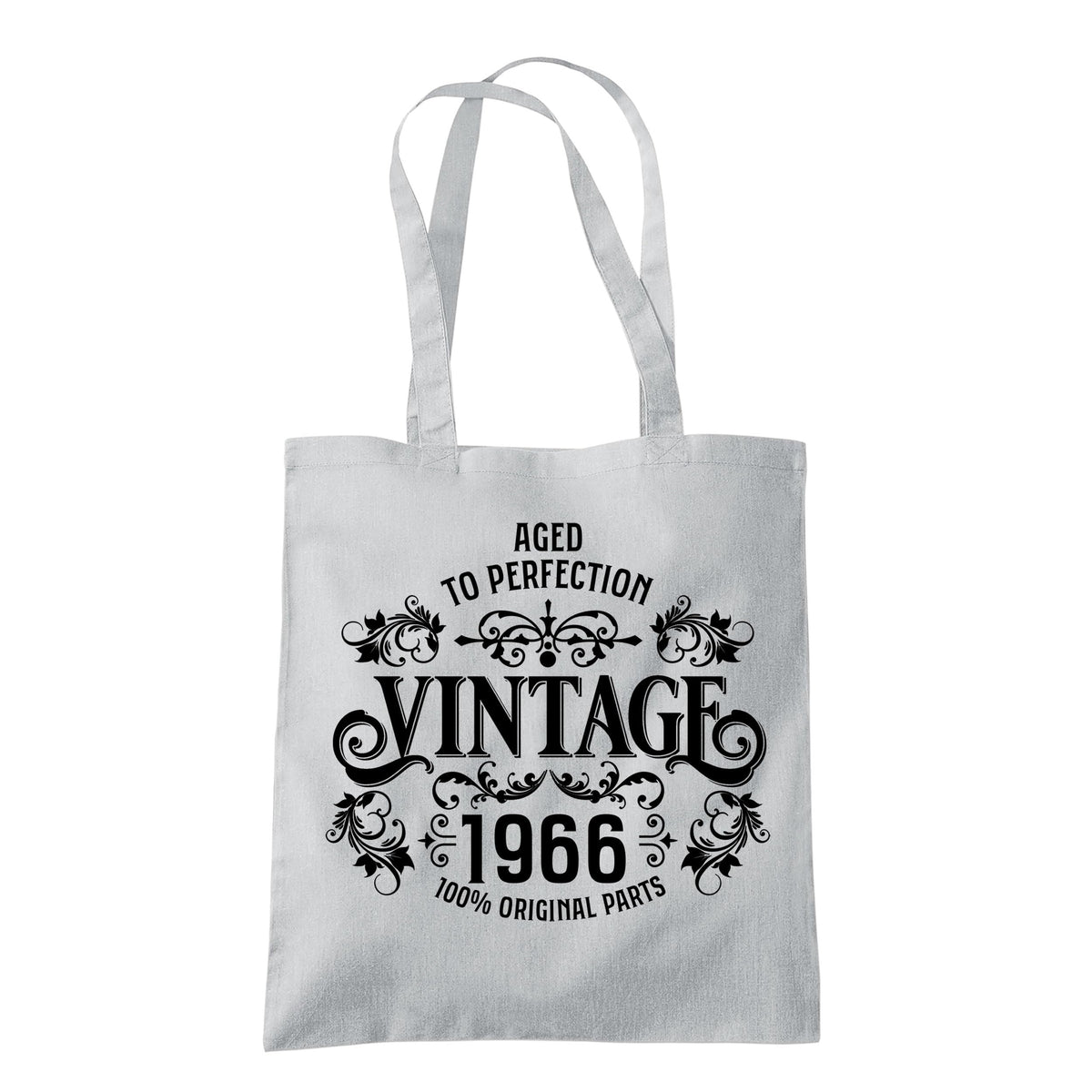 Vintage 1966 Aged to Perfection 60th birthday tote bag in light grey