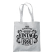 Vintage 1966 Aged to Perfection 60th birthday tote bag in light grey