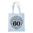 Being 60 is a Work of Art 60th birthday tote bag in pastel blue