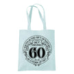 Being 60 is a Work of Art 60th birthday tote bag in pastel mint