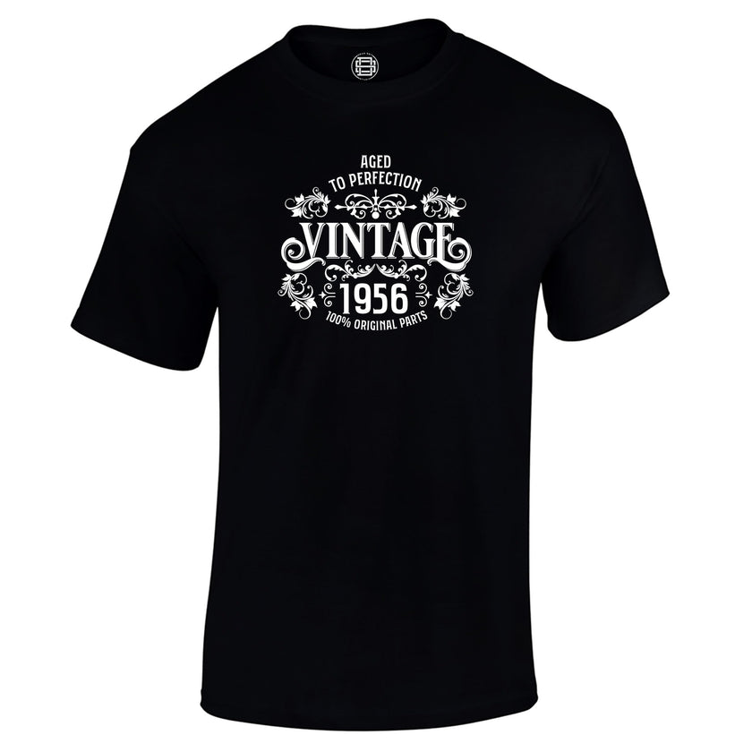 Vintage 1956 Aged to Perfection 70th birthday t-shirt in black