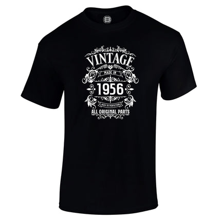 Vintage 1956 All Original Parts 70th birthday t-shirt in black