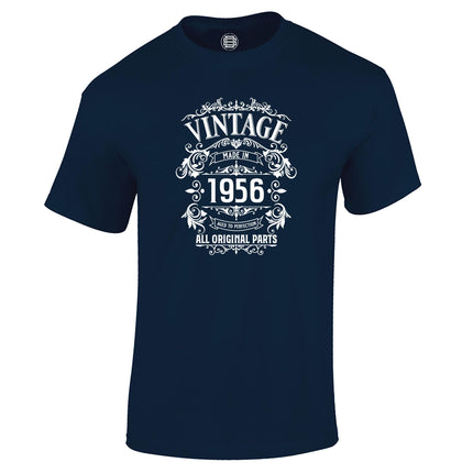 Vintage 1956 All Original Parts 70th birthday t-shirt in navy