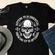 Close-up of the Hitting 70 is Essential print on a black 70th birthday t-shirt