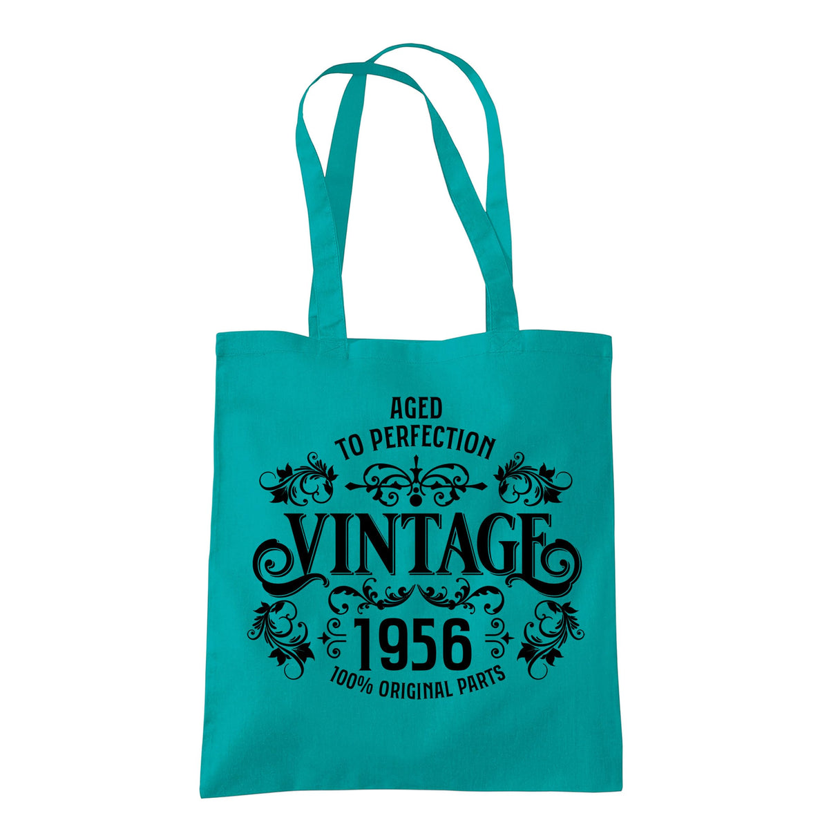 Vintage 1956 Aged to Perfection 70th birthday tote bag in emerald