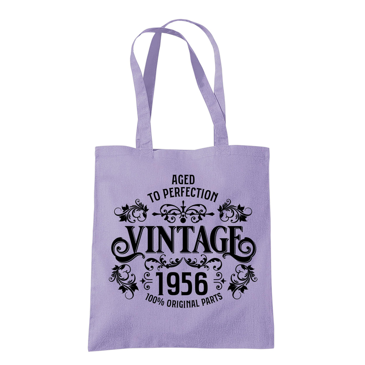 Vintage 1956 Aged to Perfection 70th birthday tote bag in lavender