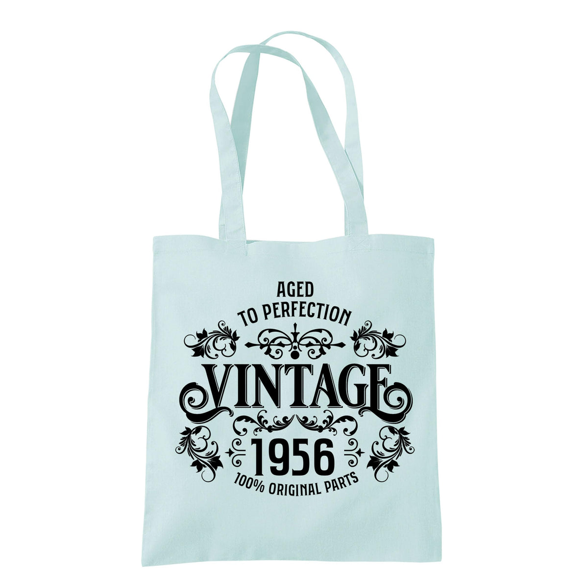 Vintage 1956 Aged to Perfection 70th birthday tote bag in pastel mint