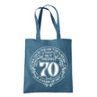 Being 70 is a Work of Art 70th birthday tote bag in airblue