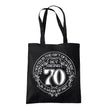 Being 70 is a Work of Art 70th birthday tote bag in black