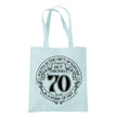 Being 70 is a Work of Art 70th birthday tote bag in pastel mint