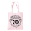 Being 70 is a Work of Art 70th birthday tote bag in pastel pink