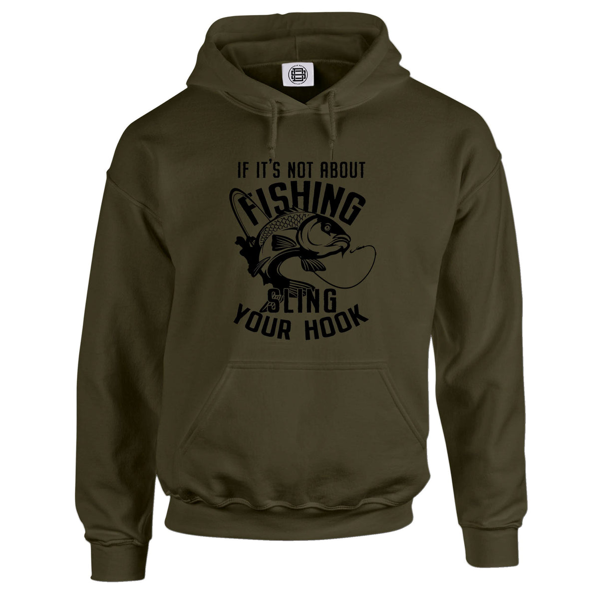 Sling Your Hook carp fishing hoodie in olive