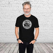 Man wearing the Born to Fish carp fishing t-shirt in black