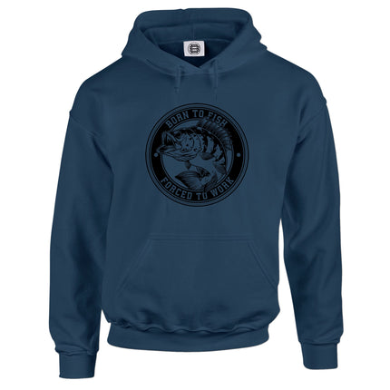 Born to Fish fishing hoodie in airforce blue