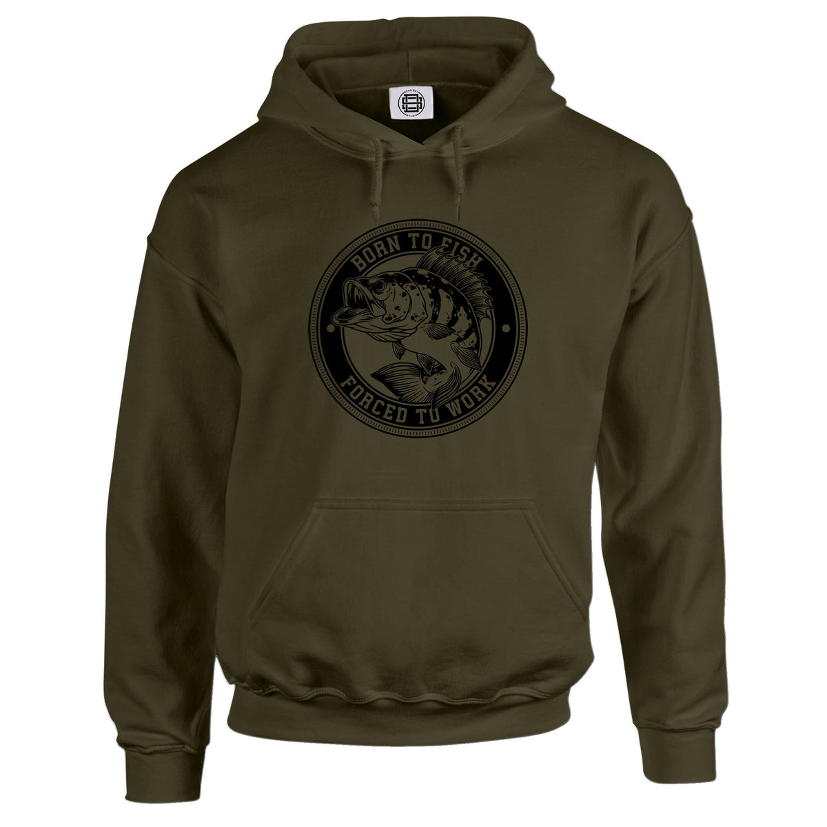 Born to Fish fishing hoodie in olive