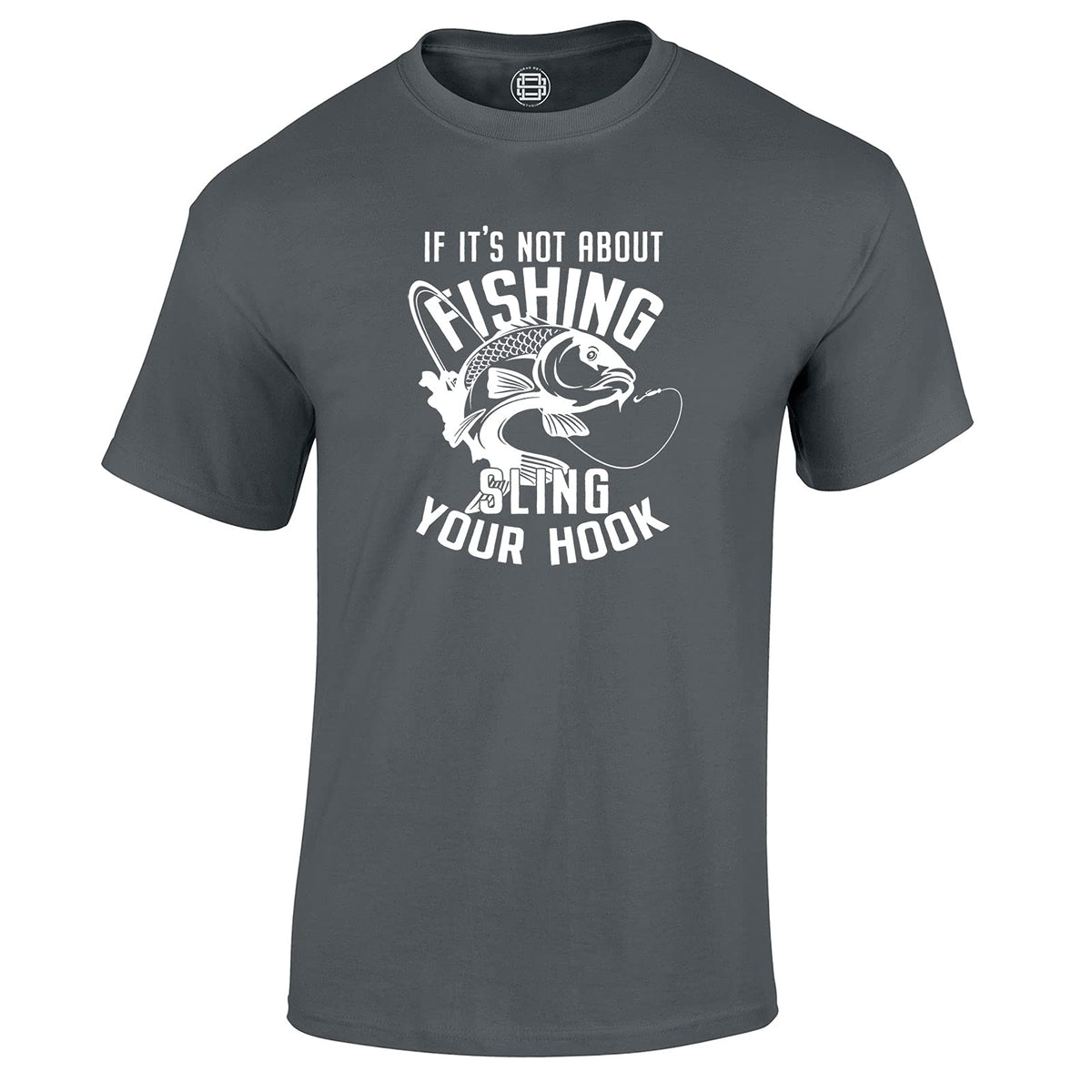Sling Your Hook fishing t-shirt in charcoal