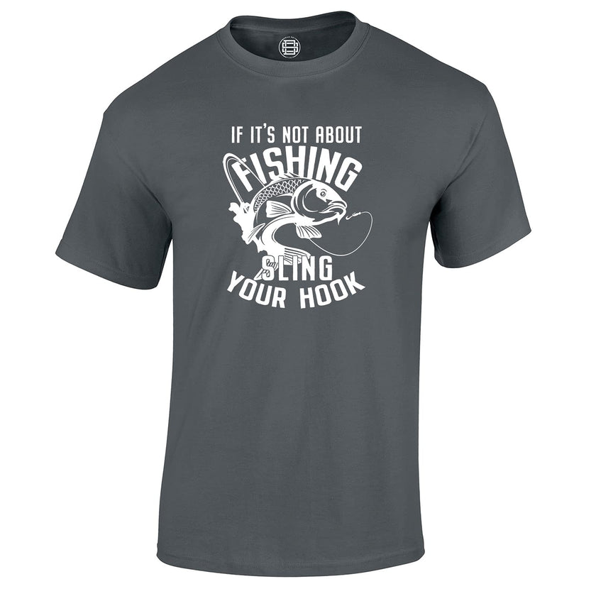 Sling Your Hook fishing t-shirt in charcoal