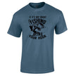 Sling Your Hook fishing t-shirt in indigo blue