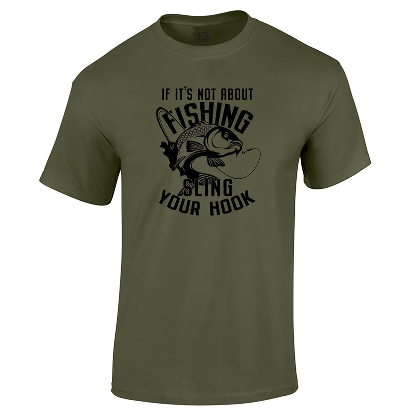 Sling Your Hook fishing t-shirt in military green