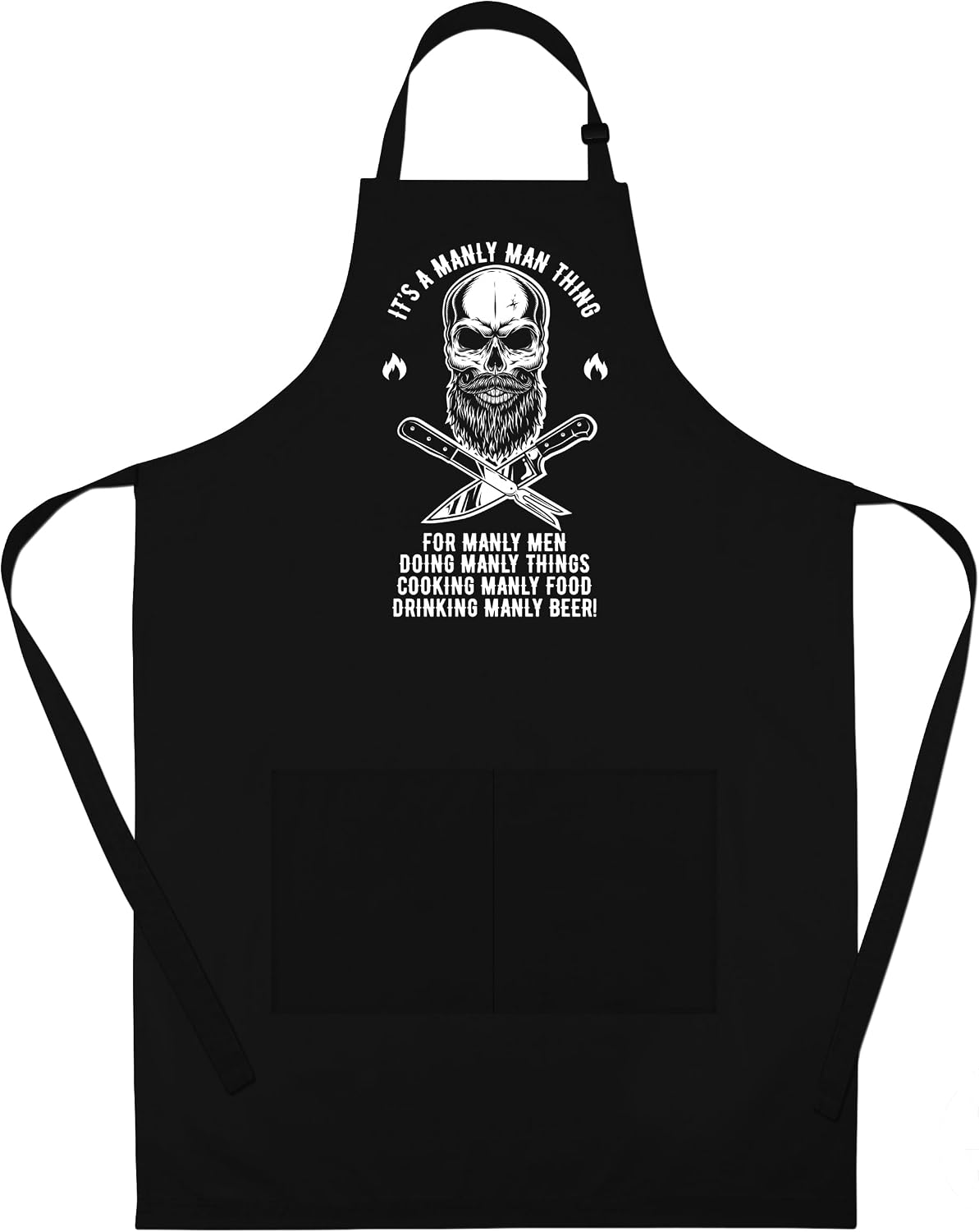 It's a Manly Man Thing skull BBQ apron for men in black cotton