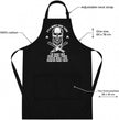 Skull BBQ apron features: 100% cotton, adjustable neck strap, two front pockets 38 x 18 cm, one size 65 x 78 cm