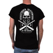 Back print of the Loyal to the Grave skull t-shirt in black, skull with crossed bats